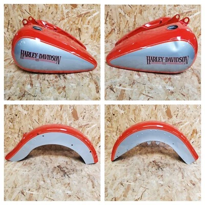 Juego de latas de pintura Harley-Davidson Heritage Softail Classic roja y plateada Evo 86-90 Foto 1 de 4