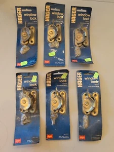 VINTAGE HAGER BRASS WINDOW SASH LOCKS (6) NEW OLD STOCK - Picture 1 of 9