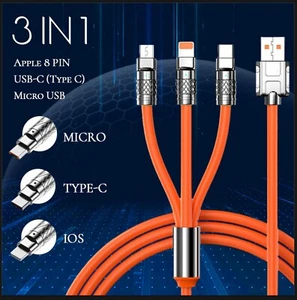 3 in 1 Fast Charging Cable Cell Phone Charger Cord For iPhone Type C Micro LOT - Picture 1 of 19