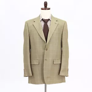IZOD 42L Beige Sport Coat Blazer Jacket Check 2B Silk - Picture 1 of 11
