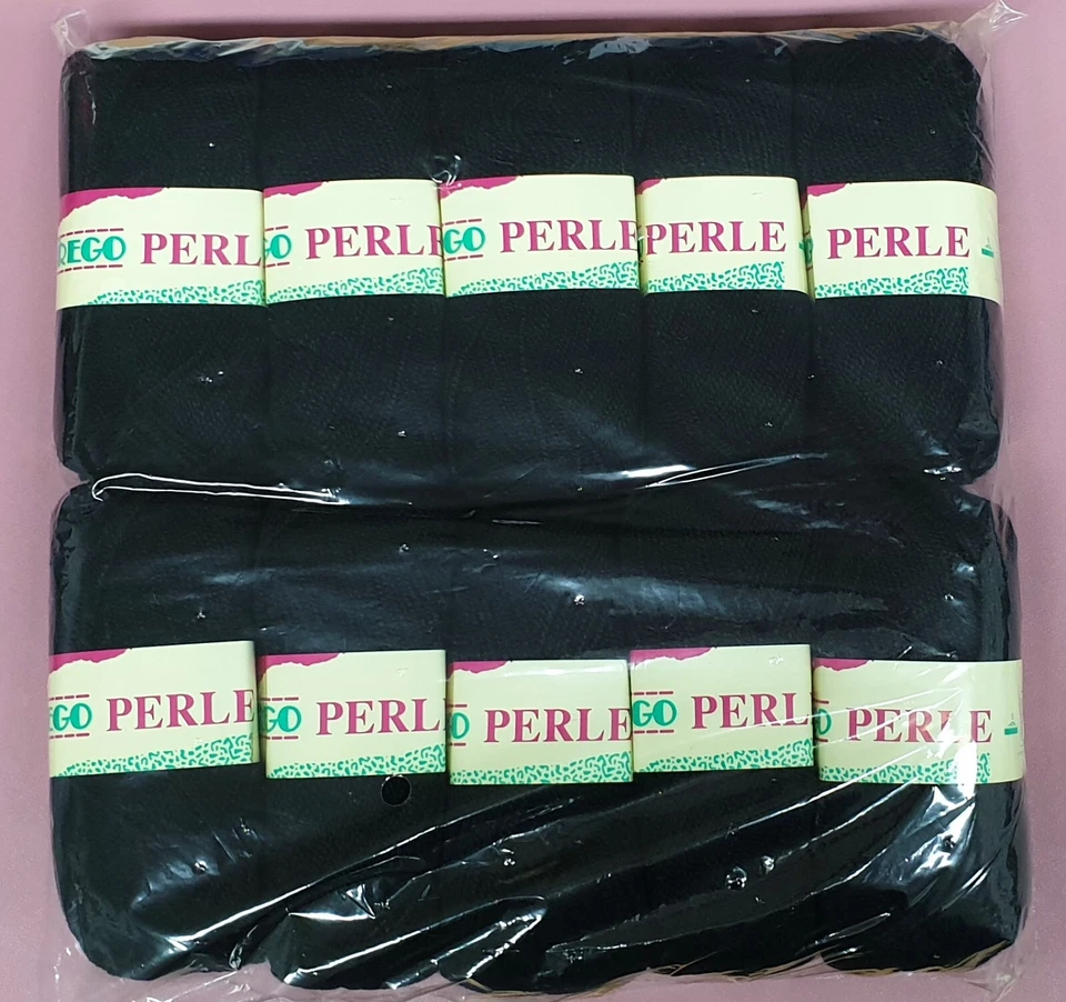 10 x 50g Prego Perle dünne Wolle Garn zum Stricken Häkeln schwarz - Bild 1 von 1