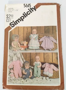 Simplicity Vintage Pattern #5615 For 17"-18" Baby Doll Size Large Cut COMPLETE - Picture 1 of 5