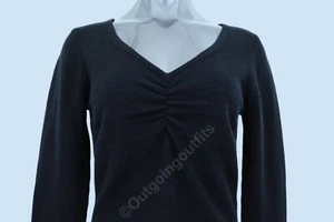 Michael Kors Cashmere Blend Women's V-Neck Black Sweater Size L - Picture 1 of 10