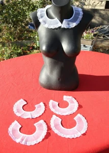 6 Mitad Cuello O 3 Cuello Muertos Blancos Nailon Encaje Nuevos - Imagen 1 de 1