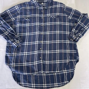 BDG URBAN OUTFITTERS BLAU FLANELL M KARIERT FREUND TUNIKA KNOPF HOCH - Bild 1 von 6