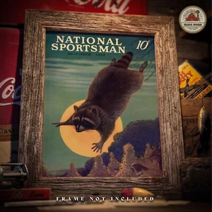 Raccoon Hunting Art Print Vintage Magazine Cover Trapping Walker Coonhound Dogs - Picture 1 of 9