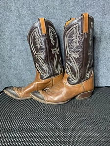 Tony Lama 6536 Botas Western Marrón Para Hombre Talla 10 D Cuero Vaquero Puntera Almendra - Imagen 1 de 9