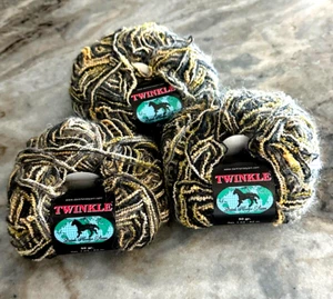 Lot of 3 Dark Horse Twinkle Mohair Blend Yarn (black/gold/beige/yellow/green) - Picture 1 of 7