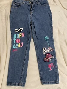 Vintage Girls BARBIE  Size 7 Embroidered Denim Jeans - Picture 1 of 3