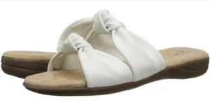 LifeStride Womens Eden Slide Sandal White Leather Knot Front Size 6 Wide US - Picture 1 of 6