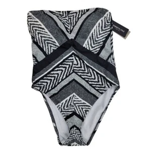 Kenneth Cole New York Bandeau Einteiler Badeanzug Damen Größe Small schwarz/weiß - Bild 1 von 4