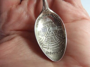 Sterling Souvenir Demitasse Spoon St. Louis 1904 Festival Hall & Cascades 3 1/4" - Picture 1 of 21