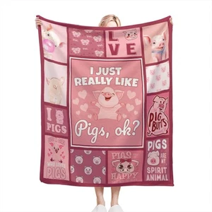 Cute Pig Blanket for Girl Boy I Just Really Like Pigs Throw Blanket Pig Stuff... - Picture 1 of 7