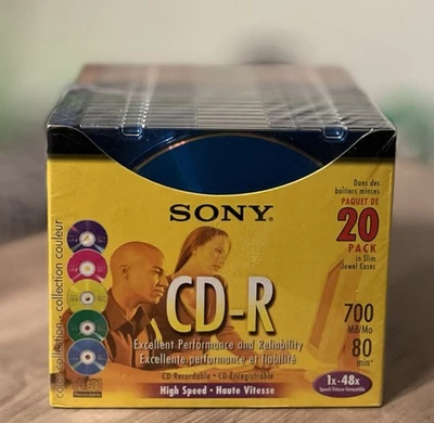 Sony CD-R 20 Pack High Speed Reliable Disks + Sleeves Burnable PC MAC CDR Sealed - Image 1 of 4
