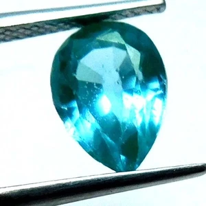 3 Ct CERTIFIED NATURAL Pear Cut Neon BLUISHGREEN Brazil Paraiba TourmalineJ924. - Picture 1 of 6