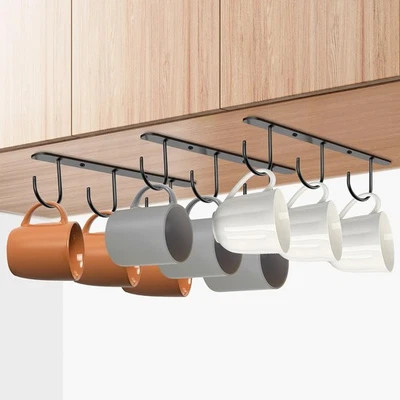 Ahardaim 3 Pack Mug Hooks Under Cabinet, Hanging Coffee Mug Holder for Kitche...