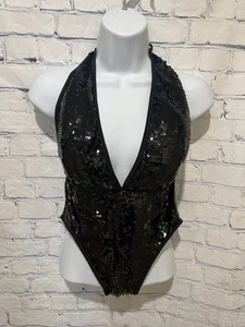 NWT Juicy Couture Black one piece Sequin Swimsuit Size Small MSRP $98 - Picture 1 of 10