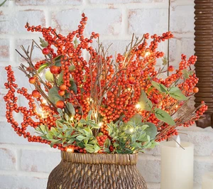 Selecciones de bayas y eucalipto de 4 litros de Valerie Harvest naranja decoración navideña - Imagen 1 de 5