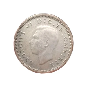 1942 King George VI .500 Silver Threepence Coin. Key Date! #2 - Picture 1 of 2