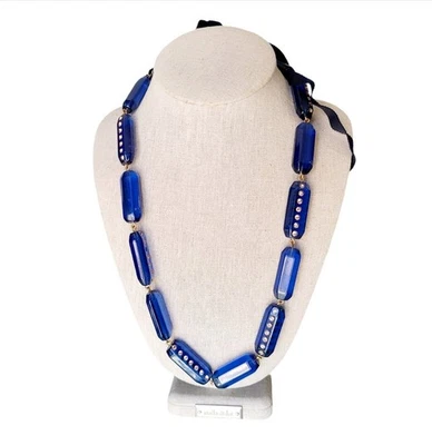 Collar Grueso J Crew Lucita y Pavé Color Azul Real 26" Foto 1 de 4