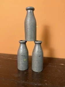 Set Of 3 Vintage Weighted Carnival Knock-Down Milk Bottles With Rustic Finish - Picture 1 of 7