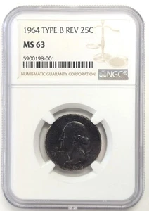 1964 Washington Quarter- Type B Rev -NGC MS63 # Z151 - Picture 1 of 3