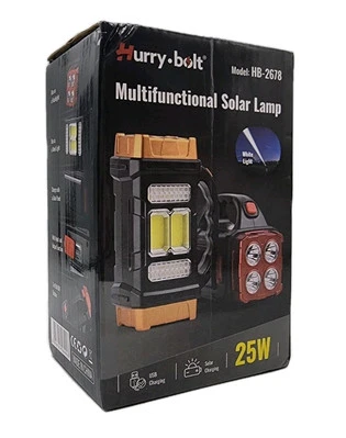 Hurry Bolt Solar/USB Rechargeable Powerful Hand Lamp Work Light HB-2678 - Image 1 of 4