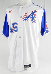 Camiseta deportiva blanca City Connect 46 428 de los Atlanta Braves Brad Hand #45 2023 usada en el juego - Imagen 1 de 10