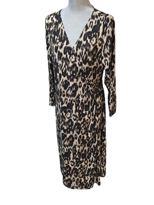 Charter Club Women's Animal Print 3/4 Sleeve Wrap Dress Size 16 - Image 1 of 4