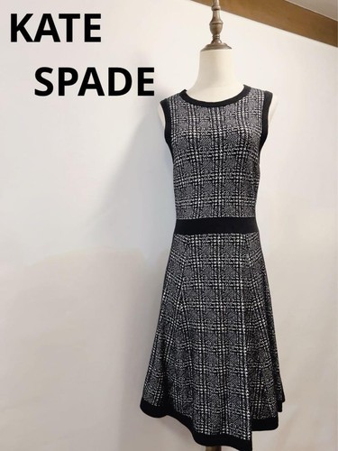 Abito Kate Spade in maglia con pied de poule taglia S nero sagoma svasata indossato una volta HN4249