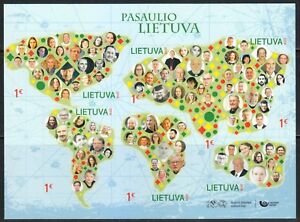 Lithuania 2018 MNH Lithuania of the World Self-adhesive stamps on souvenir sheet