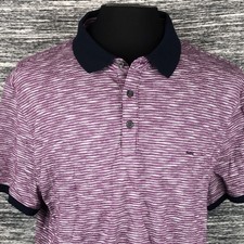 Michael Kors Mens XL Short Sleeve Purple Striped Polo Shirt New