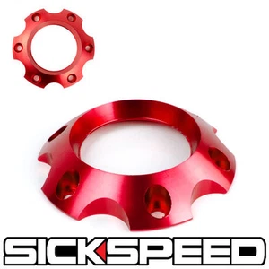 RED STEERING WHEEL HORN RING BUTTON 6 BOLT PATTERN FOR MORNINGWOOD P13 - Picture 1 of 1