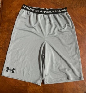 UNDER ARMOUR Loose Heatgear Boys Youth YLG Gray Elastic Waist Athletic Shorts - Picture 1 of 5