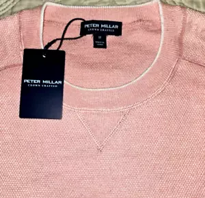 NEW PETER MILLAR, MENS MEDIUM, VOYAGER CASHMERE-SILK PINK SWEATER, MSRP $495.00 - Picture 1 of 24
