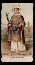 ANTICO Santino Holy Card S. STEFANO PROTO MARTIRE CROMO