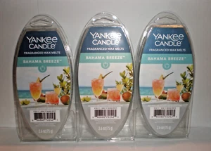 YANKEE CANDLE BAHAMA BREEZE FRAGRANCE WAX MELTS 3 PACKS 6 CUBES IN EACH - Picture 1 of 2