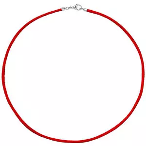 Collier IN Seta Collier, Rosso, Moschettone Da 925 Argento, per Donna, 42cm - Foto 1 di 3