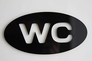 Cartello WC in plexiglass lucido cartello WC cartello WC pittogramma - Foto 1 di 1