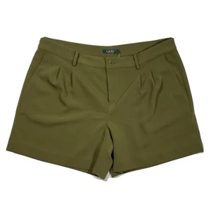 Lauren Ralph Lauren Olive Marsh Pleated Dress Shorts Lined Women's sz 14P New - Picture 1 of 8
