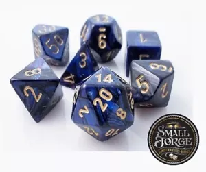 Chessex CHX27427 Scarab Royal Blue with Gold. 7-Die Set Boxed for D&D - NEW - Picture 1 of 3