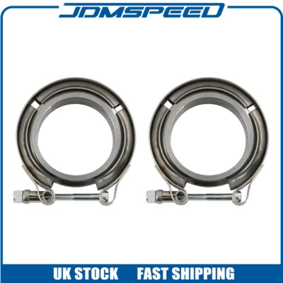 JDMSPEED 2Pc 2.5" 63mm Exhaust V-band Clamp Stainless + Female Male Two Flanges Kit
