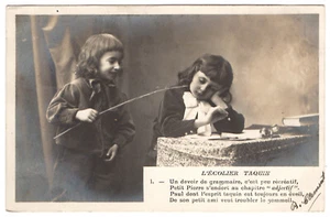 Postcard children schoolboys boys °1905 France vintage original - Picture 1 of 2