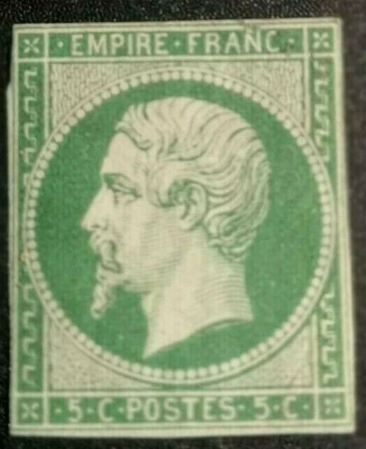 FRANCE TIMBRE YVERT  N°12 Napoleon 5 ct vert 1854 NEUF* +425€ - Photo 1/3