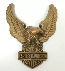 Vintage 1979 Harley Davidson Motorcycles Solid Brass Eagle Belt Baron Buckle - Picture 1 of 12