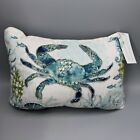 Coastal Collection Beaded Crab Seahorse Pillow Teal Beach Ocean Decor 10x14