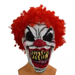 Halloween Red Haired Big Mouth Smiling Clown Latex Mask Easter Horror Party Hot - Picture 1 of 4