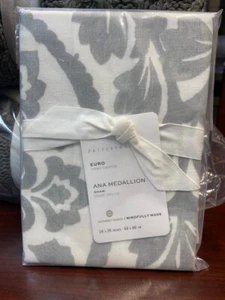 NEW Pottery Barn Smoke Grey Ana Medallion Cotton Linen 26" Euro Sham NWT - Picture 1 of 4
