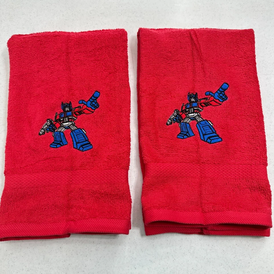 Transformers Towels Embroidered Optimus Prime Autobots Red Hand Towel Set Robots - Image 1 of 2