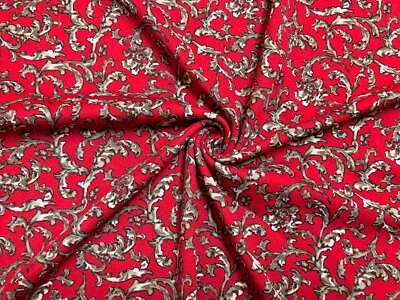 Liverpool Fabric-Red Brown White Damask-LVPR243-Sold by the Yard - Image 1 of 4